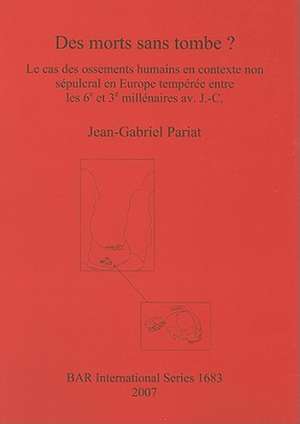 Des Morts Sans Tombe?: Le Cas Des Oddements Humains En Contexte Non Sepulcral En Europe Temperee Entre les 6e Et 3e Millenaires AV. J.-C. de Jean-Gabriel Pariat