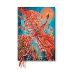 Paperblanks 2024-2025 Weekly Planner Firebird Birds of Happiness 18-Month Flexis MIDI Horizontal Elastic Band 224 Pg 80 GSM