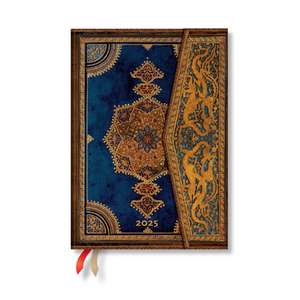 Safavid Indigo (Safavid Binding Art) Midi 12-month Horizontal Hardback Dayplanner 2025 (Wrap Closure) de Paperblanks