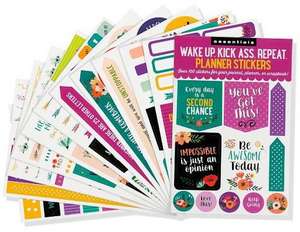 Essentials Wake Up, Kick Ass, Repeat. Planner Stickers de Inc Peter Pauper Press