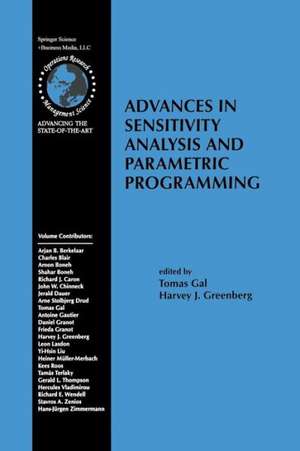 Advances in Sensitivity Analysis and Parametric Programming de Tomas Gal