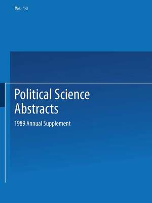 Political Science Abstracts: 1989 Annual Supplement de IFI/Plenum Data Company staff