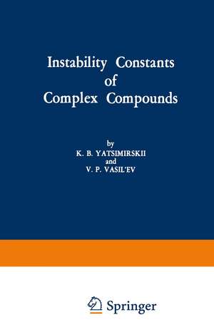 Instability Constants of Complex Compounds de K. B. Yatsimirskii