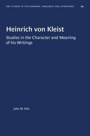 Heinrich Von Kleist de John M Ellis