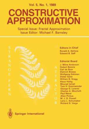 Constructive Approximation: Special Issue: Fractal Approximation de Michael F. Barnsley