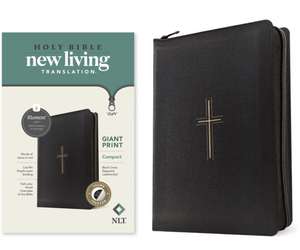 NLT Compact Giant Print Zipper Bible, Filament Enabled (Leatherlike, Black Cross, Indexed, Red Letter)