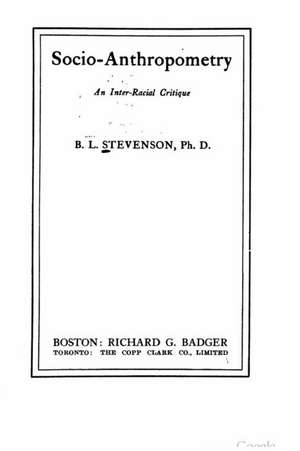 Socio-Anthropometry, an Inter-Racial Critique de B. L. Stevenson