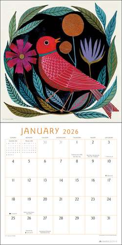 Feathered Friends 2026 Wall Calendar: Watercolor Bird Illustrations de Geninne D Zlatkis