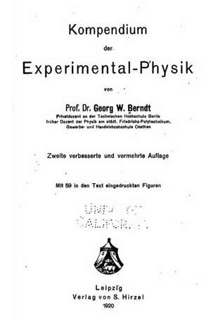 Kompendium Der Experimental-Physik de Georg Wilhelm Berndt