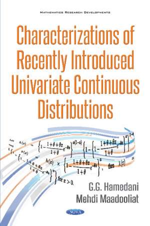 Characterizations of Recently Introduced Univariate Continuous Distributions de G G Hamedani