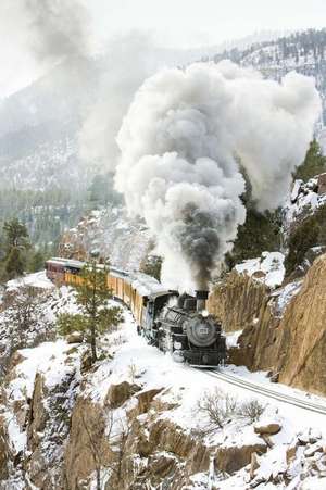 Narrow Gauge Railroad Train in Winter Durango to Silverton Colorado USA Journal de Cs Creations