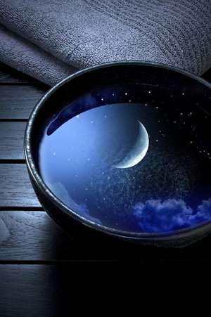 A Bowl Holding the Moon and Stars in the Night Sky Journal de Cs Creations