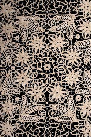 Exquisite Vintage Handmade Lace on a Black Background Journal de Cs Creations