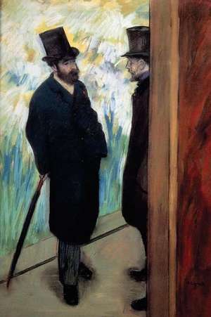 ''Friends at the Theatre Ludovic Halevy and Albert Cave'' by Edgar Degas - 1879 de Ted E. Bear Press