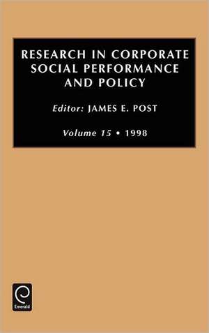 Research in Corporate Social Performance and Policy de James E. Post