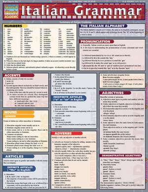 Italian Grammar Laminate Reference Chart de Liliane Arnet