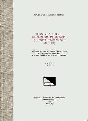 RMS 1 Census-Catalogue of Manuscript Sources of Polyphonic Music, 1400-1550, edited by Herbert Kellman and Charles Hamm in 5 Volumes. Vol. I A-J de Charles Hamm