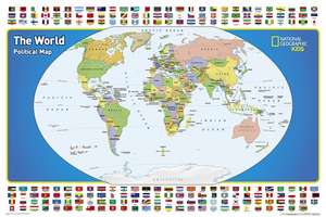 World for Kids, The, Poster Sized, Laminated: Wall Maps World de National Geographic Maps