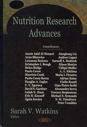 Nutrition Research Advances de Sarah V. Watkins