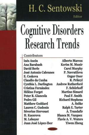 Cognitive Disorders Research Trends de H.C. Sentowski