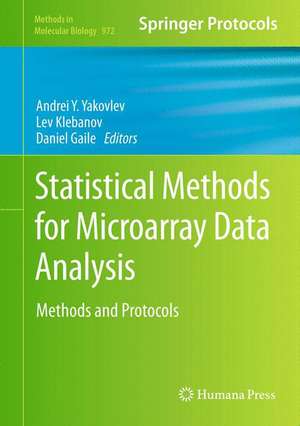 Statistical Methods for Microarray Data Analysis: Methods and Protocols de Andrei Y. Yakovlev