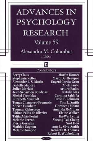 Advances in Psychology Research de Alexandra M. Columbus