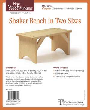 Fine Woodworking's Shaker Bench in Two Sizes Plan de Christian Becksvoort