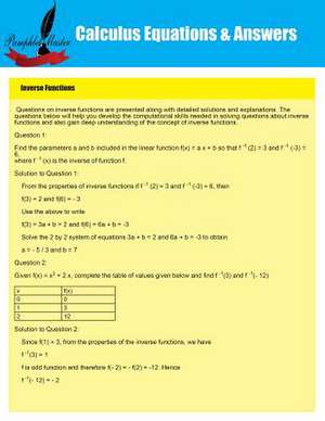 Calculus Equations & Answers de Pamphlet Master