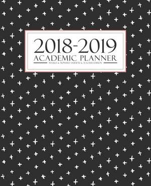 2018-2019 Academic Planner: Weekly & Monthly Student & Teacher Edition: Modern Black & White Cross Pattern with Coral (August 1, 2018 to July 31, de Papeterie Bleu