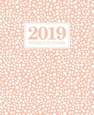 2019 Weekly Planner: Portable Format 7.5"x9.25" (19x23cm) Weekly & Monthly Planner: Peach Polka Dots 4664 de Papeterie Bleu