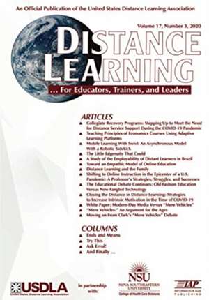 Distance Learning Vol 17 Issue 3 de Michael Simonson
