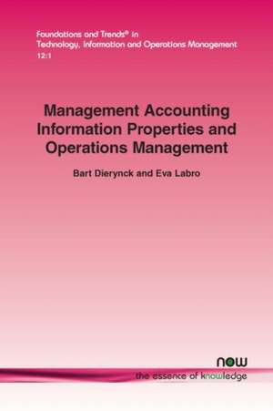 Management Accounting Information Properties and Operations Management de Bart Dierynck