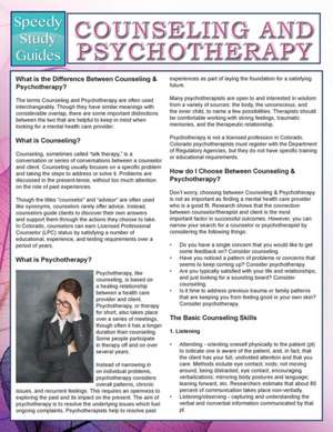 Counseling and Psychotherapy (Speedy Study Guides): Ciao! de Speedy Publishing LLC