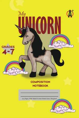 My Unicorn Primary Composition 4-7 Notebook, 102 Sheets, 6 x 9 Inch Yellow Cover de Inc.