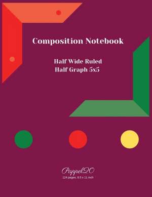 College Notebook Half Wide Ruled |Half Graph 5x5|124 pages |8.5x11 Inches de Pappel20