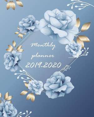 Monthly Planner 2019-2020: Calendar Monthly Schedule Organizer with Florals Blue Cover (2019-2020 calendar planner) de Joni Stallworth