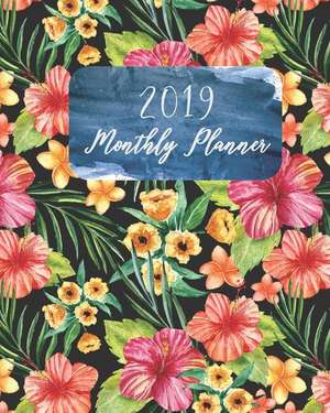 2019 Monthly Planner: Calendar Schedule Organizer and Journal Notebook with Spring Flowers Cover (January 2019 Through December 2019) de Joni Stallworth