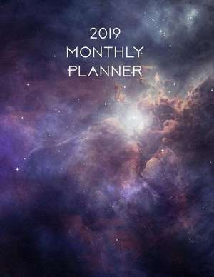 2019 Monthly Planner: Purple Celestial Space - 12 Month - January 2019 to December 2019 Slimline Calendar de The Whodunit Creative Design