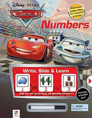 Cars - Numbers: Writ, Slide and Learn Series de Hinkler Books