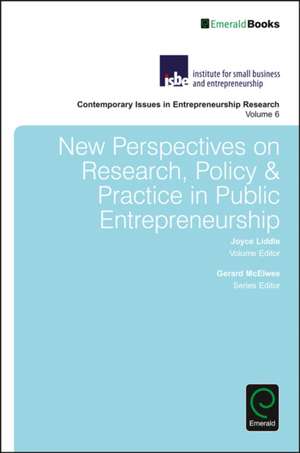 New Perspectives on Research, Policy & Practice in Public Entrepreneurship de Gerard Mcelwee