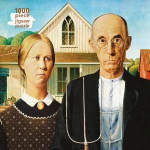 Adult Jigsaw Puzzle Grant Wood: American Gothic: 1000-Piece Jigsaw Puzzles de Flame Tree Studio