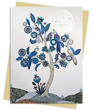 Alexandra Milton: Silver Tree of life with Four White-throated Magpies Greeting Card Pack: Pack of 6 de Flame Tree Studio