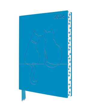 Two Happy Cats 2026 Artisan Art Vegan Leather Diary Planner - Page to View with Notes de Flame Tree Studio