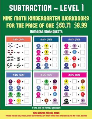 Numbers Worksheets (Kindergarten Subtraction/taking away Level 1) de James Manning