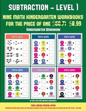 Kindergarten Workbook (Kindergarten Subtraction/taking away Level 1) de James Manning