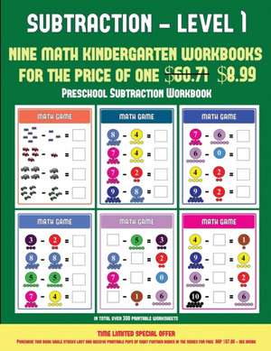 Preschool Subtraction Workbook (Kindergarten Subtraction/taking away Level 1) de James Manning