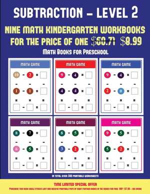 Math Books for Preschool (Kindergarten Subtraction/taking away Level 2) de James Manning