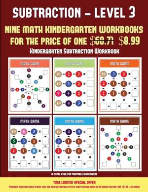 Kindergarten Subtraction Workbook (Kindergarten Subtraction/Taking Away Level 3) de James Manning