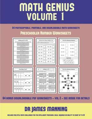 Preschooler Number Worksheets (Math Genius Vol 1) de James Manning