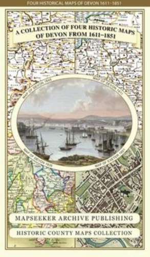 Devon 1611 - 1836 - Fold Up Map that features a collection of Four Historic Maps, John Speed's County Map 1611, Johan Blaeu's County Map of 1648, Thomas Moules County Map of 1836 and a Plan of Exeter 1851 by John Tallis. de Mapseeker Publishing Ltd.